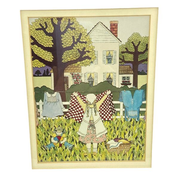 Mary Lake Thompson Other - Mary Lake Thompson Laundry Day From A Day In The Country Art Print 12"x10"